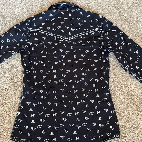 Rhinestone Snap Iron Brand Print Western Shirt - Picture 9 of 9